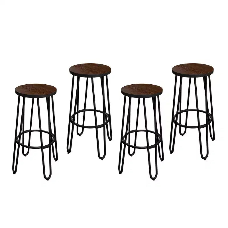 Sgabelli da Bar per Isola Cucina in Stile Modern Farmhouse, Senza Schienale, con Gambe a Forcina, Seduta in Legno, per Cucina o Sala da Pranzo, 61 cm